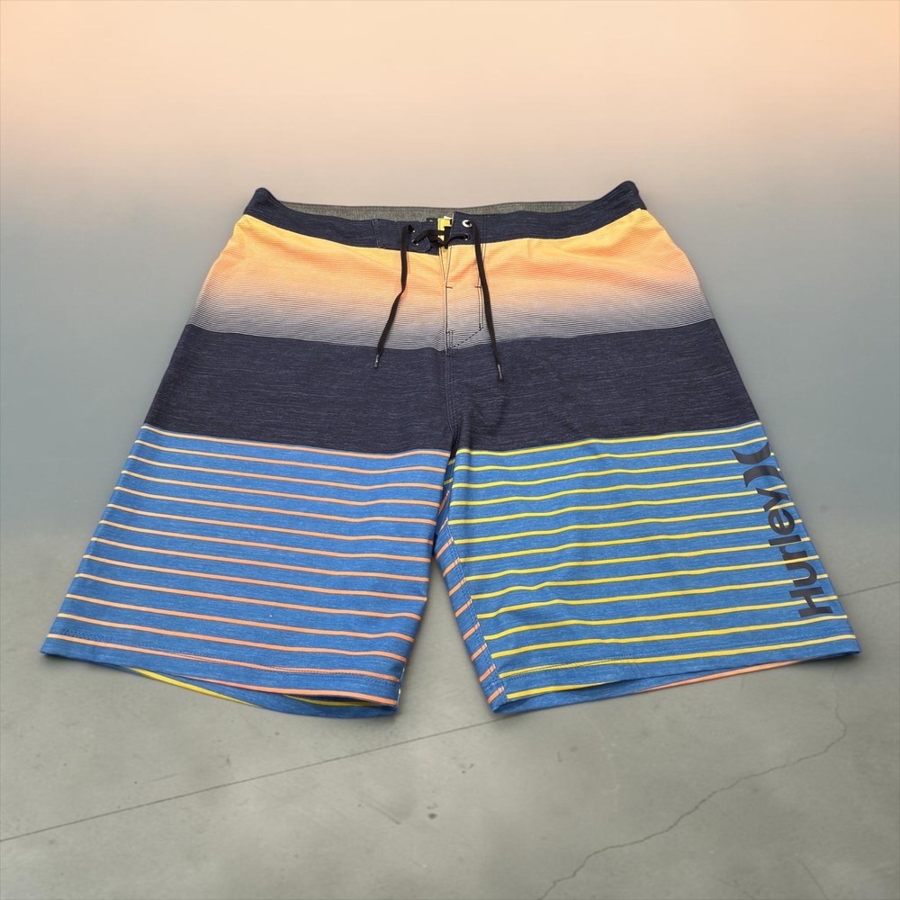 Hurley Phantom Board Shorts Mens 36 Blue Orange Striped CJ5089 Swim Trunks